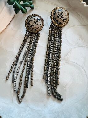 Sorrelli Gold-Tone Fringe Earrings with Speckled Stones